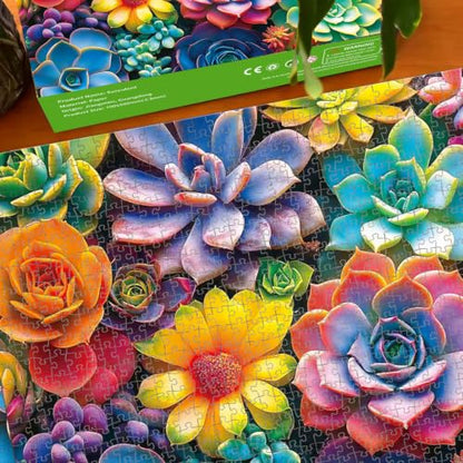 1000 Piece Puzzle for Adults, 20 x 27 inches Jigsaw Puzzles - Succulents | Tight Piece Fit, 1:1 Reference Poster, Lettered Back, Minimal Puzzle Dust, Vibrant Colors, 2mm Extra-Thick Pieces - color: 1000 Pieces-colorful Succulents