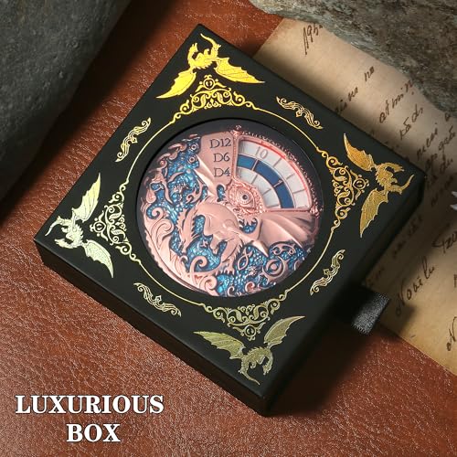 DNDND Dragon Roulette Metal Spinner Dice 7-in-1 Spinning DND Dice Set with Gorgeous Gift Box for Dungeons and Dragon and Role Playing Game(Rose Gold with Teal) - color: Dragon Teal