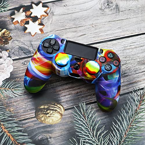 Skin for Ps4 Controller, 1pc Anti-Slip Shell Cover Case with 10 Joystick Grips Silicone Cover Sticker for PlayStation 4 Controller(PS4 Controller #15) - color: PS4 controller #15