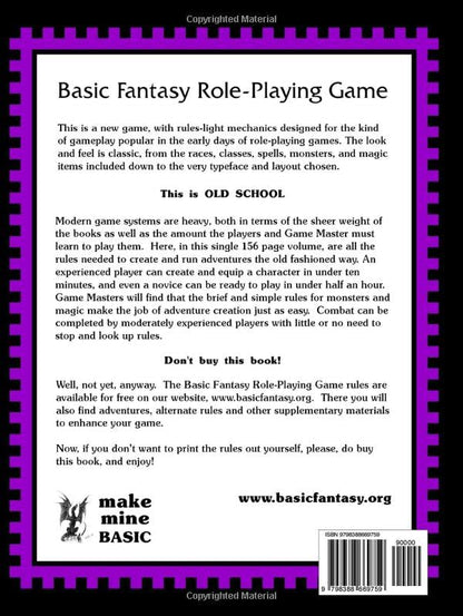 Basic Fantasy RPG Core Rules 1E: Collector's Edition