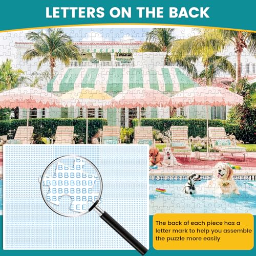 Jigsaw Puzzles 500 Pieces for Adults Puppy Swimming Pool Challenging Jigsaw Puzzle Animal Puzzles Difficult Puzzle Great Gift Jigsaw Puzzle Game 20.5x15 inch - style: Puppy