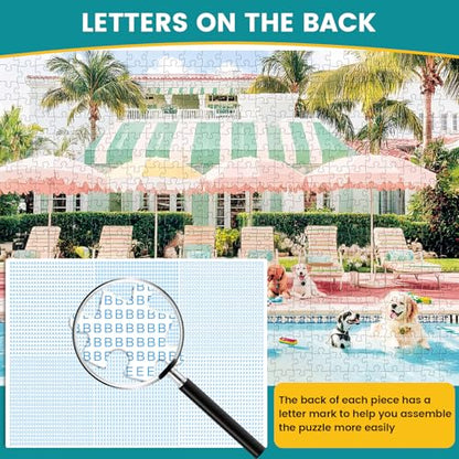 Jigsaw Puzzles 500 Pieces for Adults Puppy Swimming Pool Challenging Jigsaw Puzzle Animal Puzzles Difficult Puzzle Great Gift Jigsaw Puzzle Game 20.5x15 inch - style: Puppy