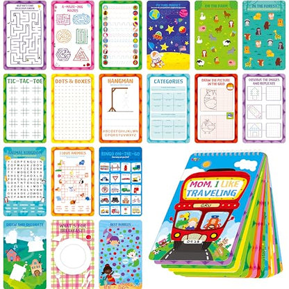 SpriteGru 31 Dry Erase Activities Book, Reusable & Erasable Game Pad, Explore and Find, Maze Matching TIC-TAC-Toe Dot to Dot Educational On the Go Toy and Learning Tool for Road Trip Airplane Travel - style: Comprehensive Games