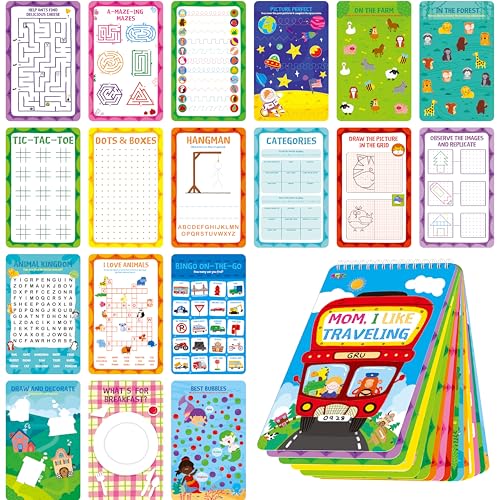 SpriteGru 31 Dry Erase Activities Book, Reusable & Erasable Game Pad, Explore and Find, Maze Matching TIC-TAC-Toe Dot to Dot Educational On the Go Toy and Learning Tool for Road Trip Airplane Travel - style: Comprehensive Games