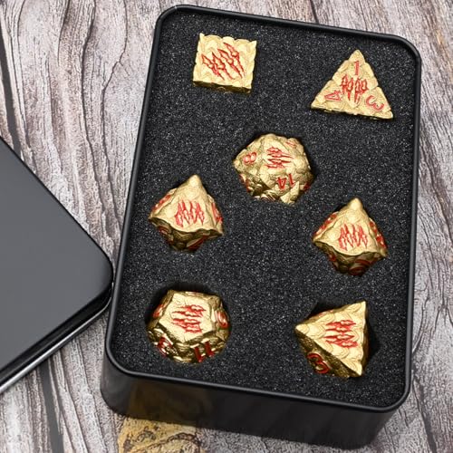 Dragon Scale Metal Dice Set-Dragon Claw,with Gift Metal Box for TTRPG Tabletop Gaming,Dungeon Masters,RPG Adventures(Brown) - color: Brown