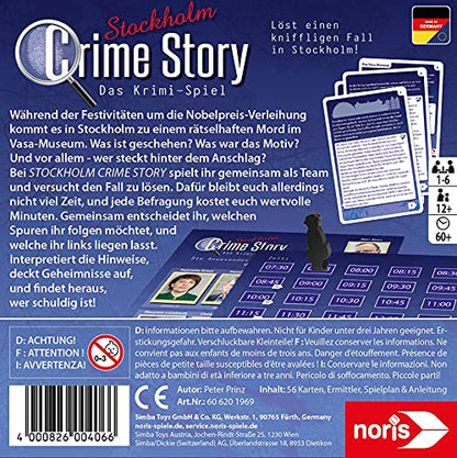 Noris 606201969 Crime Story Stockholm - Crime Game for Adults and Children from 12 Years - Detective Card Game on Stockholm Theme for 1 to 6 Players