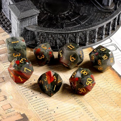 Unique Gemstone Dice Set 7PCS, Handmade Natural Stone Polyhedral DND Dice with Premium Gift Case for Board Game Lovers Birthday Gift - color: Zs-xs