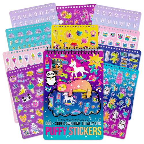 Fashion Angels 500+ Puffy Sticker Book | Includes 30 Pages of Cute Unicorn 3D Stickers for Tween Girl Aesthetic, Ideal for Kids Ages 8+