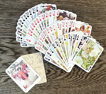 Flower Fairy Playing Cards (Poker Deck 55 Cards All Different) Vintage Children Book Illustration Flower Fairy Tales