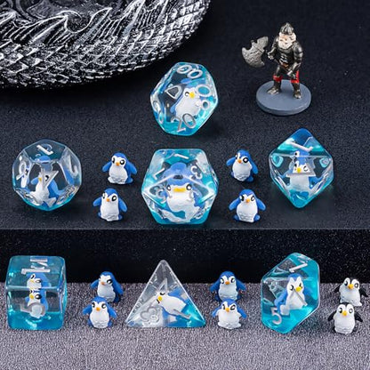 Polyhedral D&D Dice Penguin Dice,Resin Penguin DND Dice Set for Dungeons and Dragons MTG RPG Board Games - color: Penguin2
