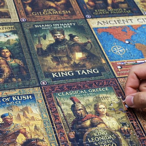 Think2Master Ancient Civilizations World History Jigsaw Puzzle 1000 Pieces Large Format for 13+, Teens, Adults & Families. Great Gift. Historical Timeline & World Map. Size: 26.8” X 18.9” - style: Ancient Civilization