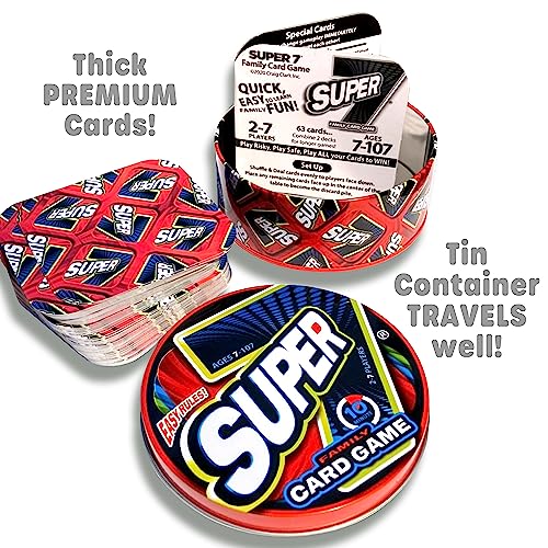 Super 7 Family Card Game Collectible Tin – for Kids and Adults, Family Game Night, Fast Games, Easy to Learn, 2-7 Players, Ages 7 to 107!