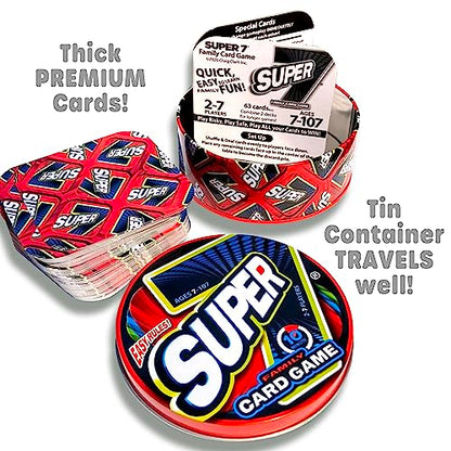 Super 7 Family Card Game Collectible Tin – for Kids and Adults, Family Game Night, Fast Games, Easy to Learn, 2-7 Players, Ages 7 to 107!