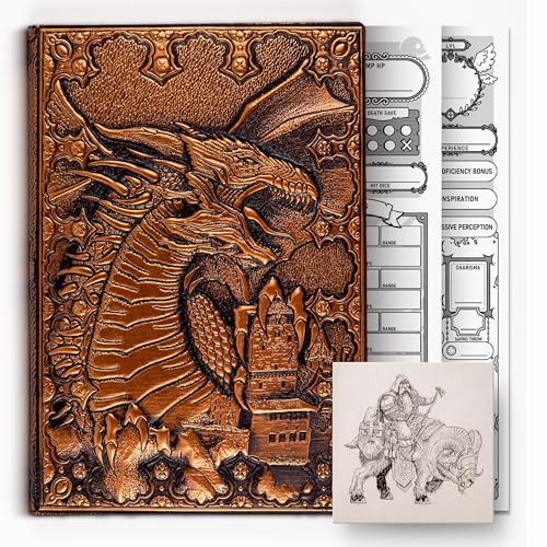 DND character sheets (200 Pages A5) - dnd journal Dragon Embossed Leather for Dungeons & Dragons | dnd notebook & Campaign Tracker - dnd character journal Gift for DM's & Players