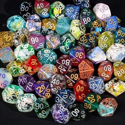 10 Pack Polyhedral Dice Set, Random Color 10 Sided Dice for D&D, DND, Table Games, Role Playing Game - color: 10pcs D00 Random Color
