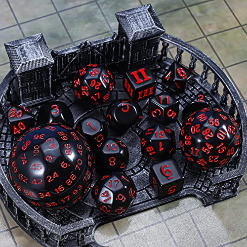 CiaraQ DND Polyhedral Dice Set (15pcs) D4-D100 Game Dice with Dice Bag | Acrylic Role Playing Dice for Dungeons and Dragons MTG Table Games (Black & Red) - color: Black & Red