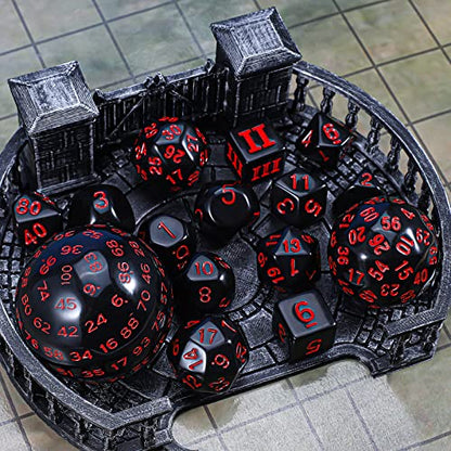 CiaraQ DND Polyhedral Dice Set (15pcs) D4-D100 Game Dice with Dice Bag | Acrylic Role Playing Dice for Dungeons and Dragons MTG Table Games (Black & Red) - color: Black & Red