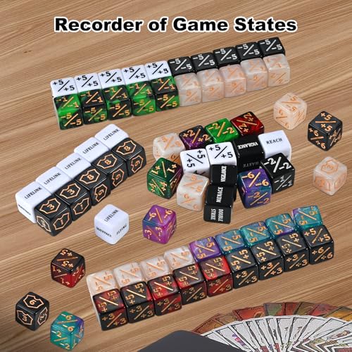 84 Pieces MTG Dice Set Counters Accessories in 12 Colors | 48 Life Counter, 12 Keyword Token & 12 Shield & 12 Spindown Dice for Magic The Gathering,TCG,Cards Gaming