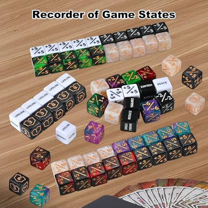 84 Pieces MTG Dice Set Counters Accessories in 12 Colors | 48 Life Counter, 12 Keyword Token & 12 Shield & 12 Spindown Dice for Magic The Gathering,TCG,Cards Gaming