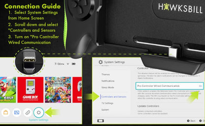 Hawksbill Nintendo Switch & OLED Compatible Handheld Controller, Plug and Play, Charging, Turbo and Auto Function