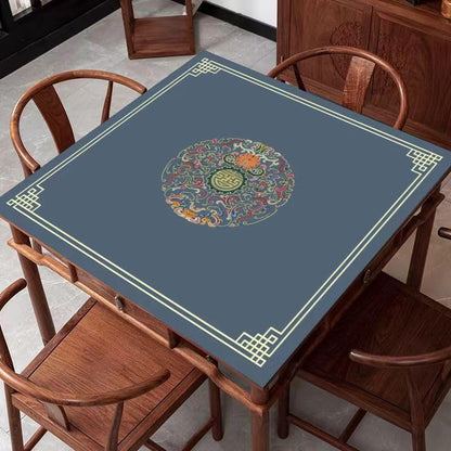 Chinese Style Mahjong Mat, 31.5 * 31.5'' Anti Slip and Noise Reduction Mahjong Table Mat for Poker, Card, Board & Tile Games (Navy Blue) - style: Navy Blue