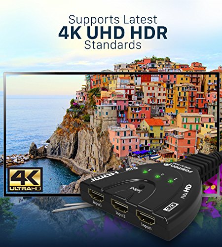 Fosmon 4K HDMI Switch, 3 Port HDMI Switcher with Pigtail Cable, Supports 30Hz, HDCP, Ultra HD for HDTV, PS5, Xbox, Fire Stick (Pack of 2) - size: 4k@30Hz (Pack of 2)