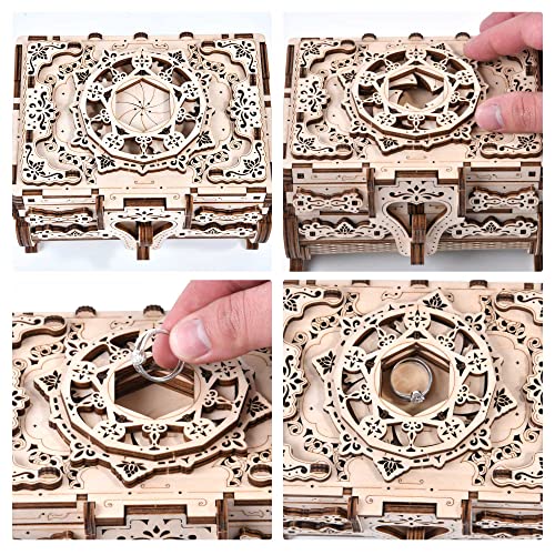 Varbertos 3D Wooden Puzzle Mechanical Treasure Box, Wood Creative Assembly Model Building Kits to Build for Adults and Teens, DIY Wooden Puzzle Hobbies Projects Gift for Women and Kids - size: 170Pcs