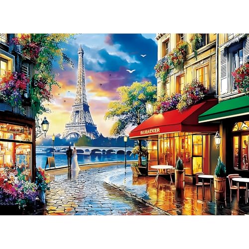 500 Piece Puzzles for Adults, Paris Tower Puzzle, Romantic City Street Cafe Scene Jigsaw Puzzle, Vibrant Cityscape Puzzle for Relaxation, Perfect Home Decor Gift, 20.5 x 15 in - color: Paris Tower