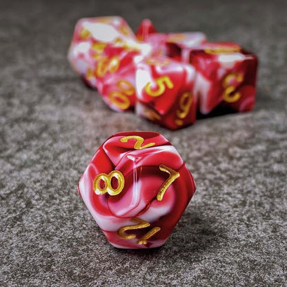 Sage’s Portal Stones DND Dice Set Acrylic Opaque 7-PC Polyhedral DND Dice Set for Dungeons and Dragons D&D Sage’s Cantrips RPG Tabletop TTRPG (Red/White) - color: Red/White