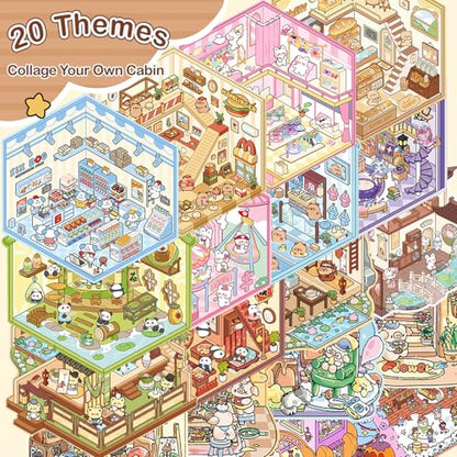 20 Sets 3D Sticker Scene Book for Adults,DIY Create Your Own Mini House | Stickers Cute Kawaii Miniature Scenes for Stress Relief Therapy Pass The Time, Fun Party Favors Gifts for Birthday Holiday - size: Sticker Book 20 Sets
