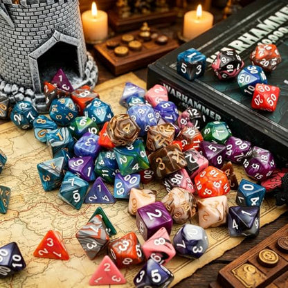 Red Mix Black DND Games Dice Set for Dungeons and Dragons D&D RPG Role Playing Polyhedral Dice 7-Die Set - color: Red & Black Dice