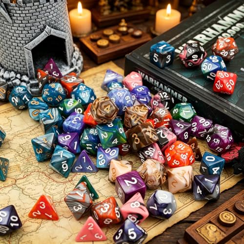 Red Mix Black DND Games Dice Set for Dungeons and Dragons D&D RPG Role Playing Polyhedral Dice 7-Die Set - color: Red & Black Dice