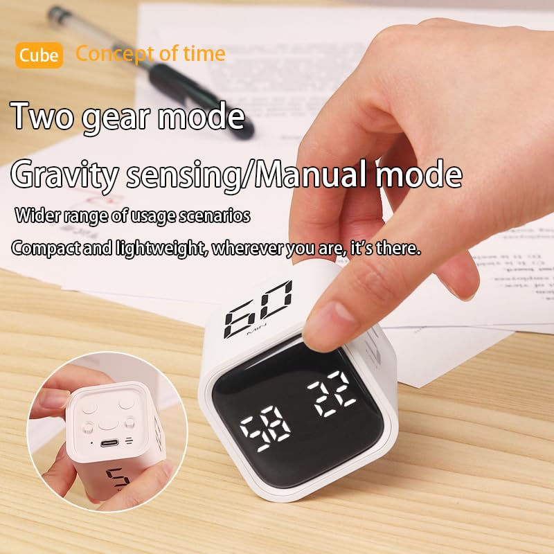 EooCoo Pomodoro Timer Cube, Small Gravity Timer, 5 10 30 60 Mins Preset | Desk Timer Flip Timer, ADHD Tools Cube Countdown Stopwatch, Office Desk Decoration for Work, Study, Back to School, Kitchen - style: Digital Display