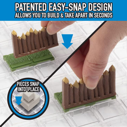 Monster Adventure Terrain 3D Interchangeable Builder System - 195pc Painted Palisade Set w Base - Build Modular Worlds in a Snap & Elevate Your Campaign - Compatible with DND Dungeons & Dragons - color: Palisades Set
