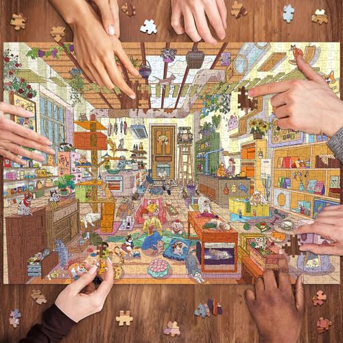 1000 Piece Jigsaw Puzzles for Adults,Pet Paradise Puzzle with 1:1 HD Poster, Precise Interlocking, Letter Markings on Back, Dust-Free, Stress Relief & Ideal Family Game Gift - color: Pet Paradise
