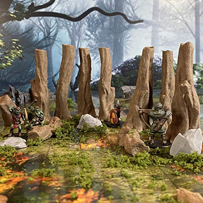 Swamp Trees Terrain Set for Dungeons and Dragons - 28mm Scale Tabletop RPG Miniature Terrain with Seven Trees, Rotting Tree Stump, Logs and Stepping Stones