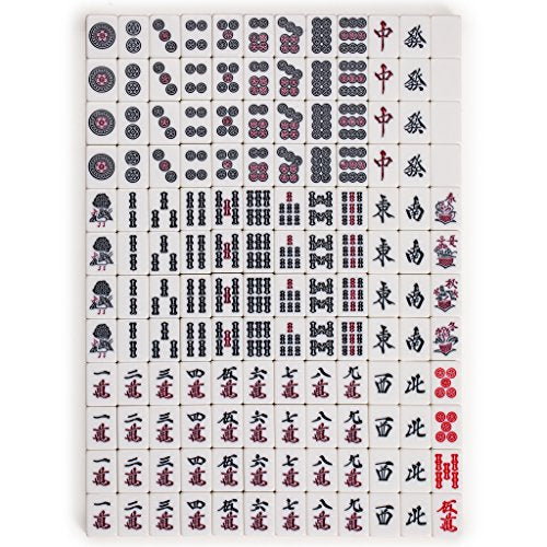 Yellow Mountain Imports Japanese Riichi Mahjong Set - White and Yellow Standard Size Tiles - with East Wind Tile and Black Vinyl Case - color: Yellow