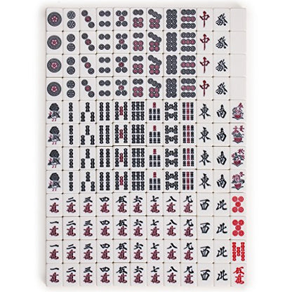 Yellow Mountain Imports Japanese Riichi Mahjong Set - White and Yellow Standard Size Tiles - with East Wind Tile and Black Vinyl Case - color: Yellow