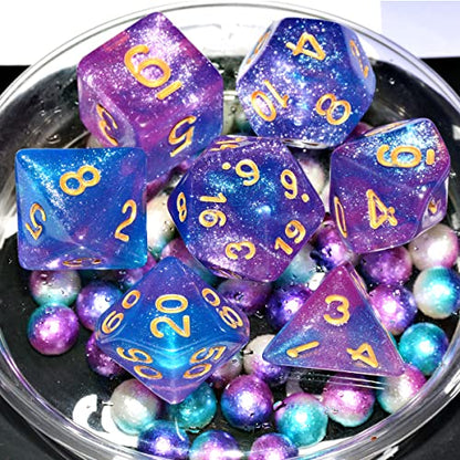 Galaxy Dice Set| Blue Mix Purple DND Dice Set for Board Game - color: Blue Purple