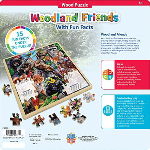 Masterpieces 48 Piece Fun Facts Jigsaw Puzzle for Kids - 12"x12" - Woodland Friends - style: Woodland Friends