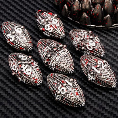 ARUOHHA DND Metal Dice Blood Splatter Dragon Egg Dice with Metal Box, Role Playing Game RPG Polyhedral D and D Dice Set D20 D12 D10 D8 D6 D4 - color: Bloodsplatter-02