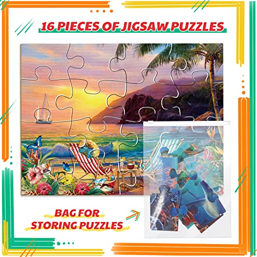 Kathfly 4 Pack 16 Large Jigsaw Puzzles Dementia Alzheimer's Products and Activities for Alzheimer's Cognitive Products Easy Puzzle for The Elderly Seniors with 1 Storage Bag, 4 Style(Classic)