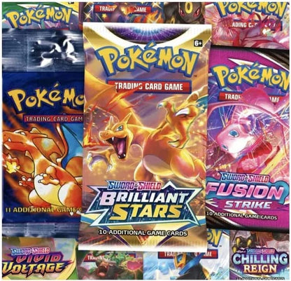 Pokemon TCG: Authentic Factory Sealed Booster Pack (Includes Mystery Card Bundle - V/VMAX 1 in 3 - Bonus Free Protective Card Holder!)