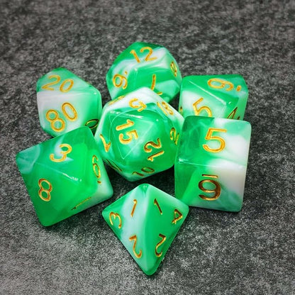 Sage’s Portal Stones DND Dice Set Acrylic Opaque 7-PC Polyhedral DND Dice Set for Dungeons and Dragons D&D Sage’s Cantrips RPG Tabletop TTRPG (Green/White) - color: Green/White