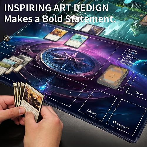Playmat 24" x 14" Game Mats for MTG/TCG Cards, Commander Deck Gaming Desk Mat, Fantasy Temple - color: Fantasy Temple, size: 24"X14"