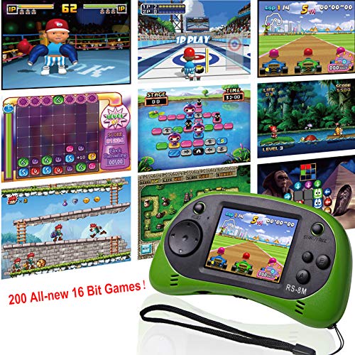 Kids Handheld Portable Video Game Player with 200 Games - 16 Bit 2.5 Inch Screen Mini Retro Electronic Machine for Boys Girls - style: Green