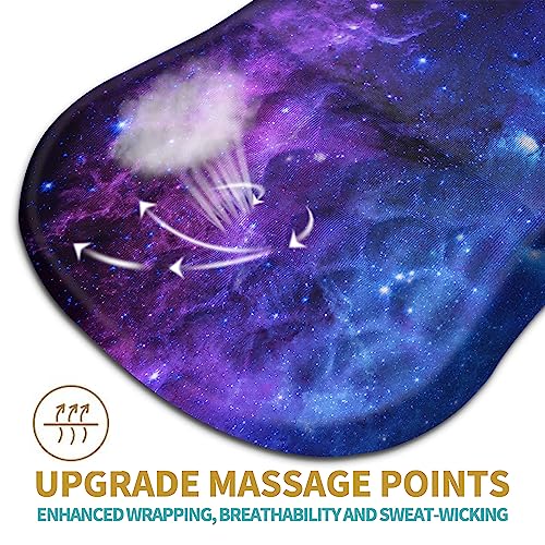 Hokafenle Ergonomic Mouse Pad Wrist Support with Massage Design, Wrist Rest Pain Relief Mousepad with Memory Foam&Non-Slip PU Base, Mouse Pads for Wireless Mouse & Desk (12x8 inch,Galaxy) - color: HK018-Galaxy