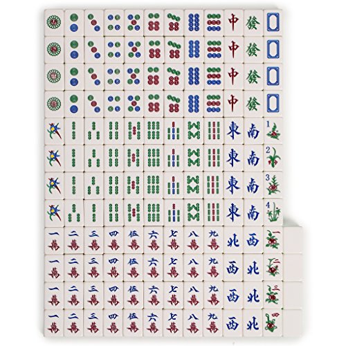 Yellow Mountain Imports Classic Chinese Mahjong Game Set, Emerald with 148 Medium-Size Translucent Green Tiles and Wooden Case - color: ['Emerald']