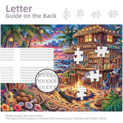 1000 Piece Beach Puzzles for Adults | Seaside Bar Puzzles for Adults 1000 Pieces, Vacation Jigsaw Puzzle, Impossible Hard Fun Challenging Beach Bar Adult Puzzles - color: Sunset Beach