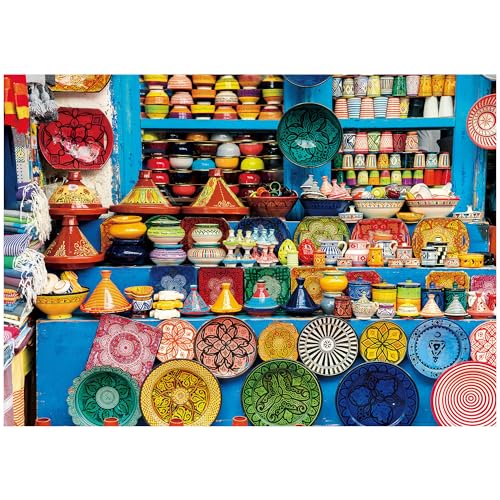 BenBen 1000 Piece Jigsaw Puzzle for Adults, Moroccan Pottery, Jigsaw Puzzle with Letters or Patterns on Back, Challenging Puzzle for Game Night - color: Moroccan Pottery